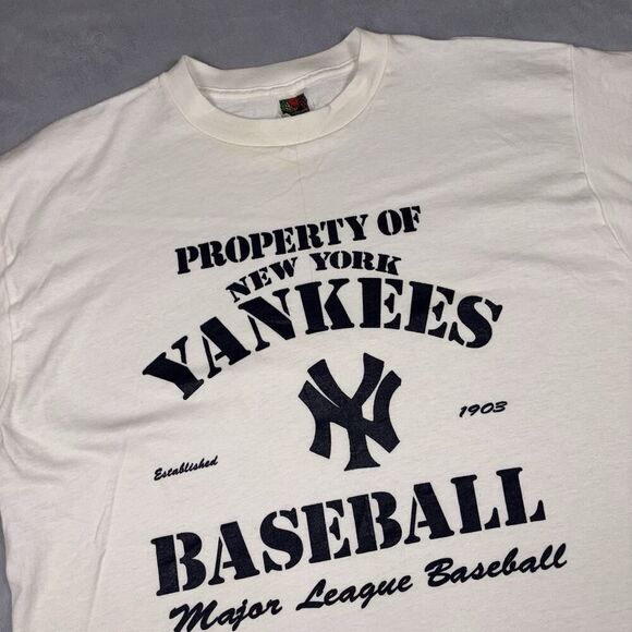 VINTAGE New York Yankees Shirt Adult X-Large White MLB Baseball - Picture 2 of 8